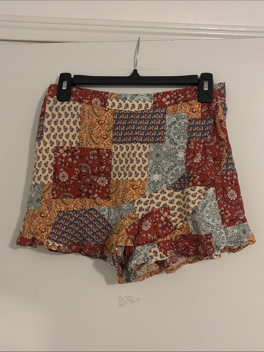 Altar'd State Rust Multi Patchwork Skorts
